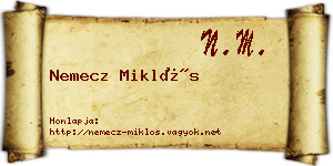 Nemecz Miklós névjegykártya